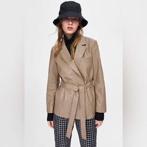 Zara Tan Belted Blazer